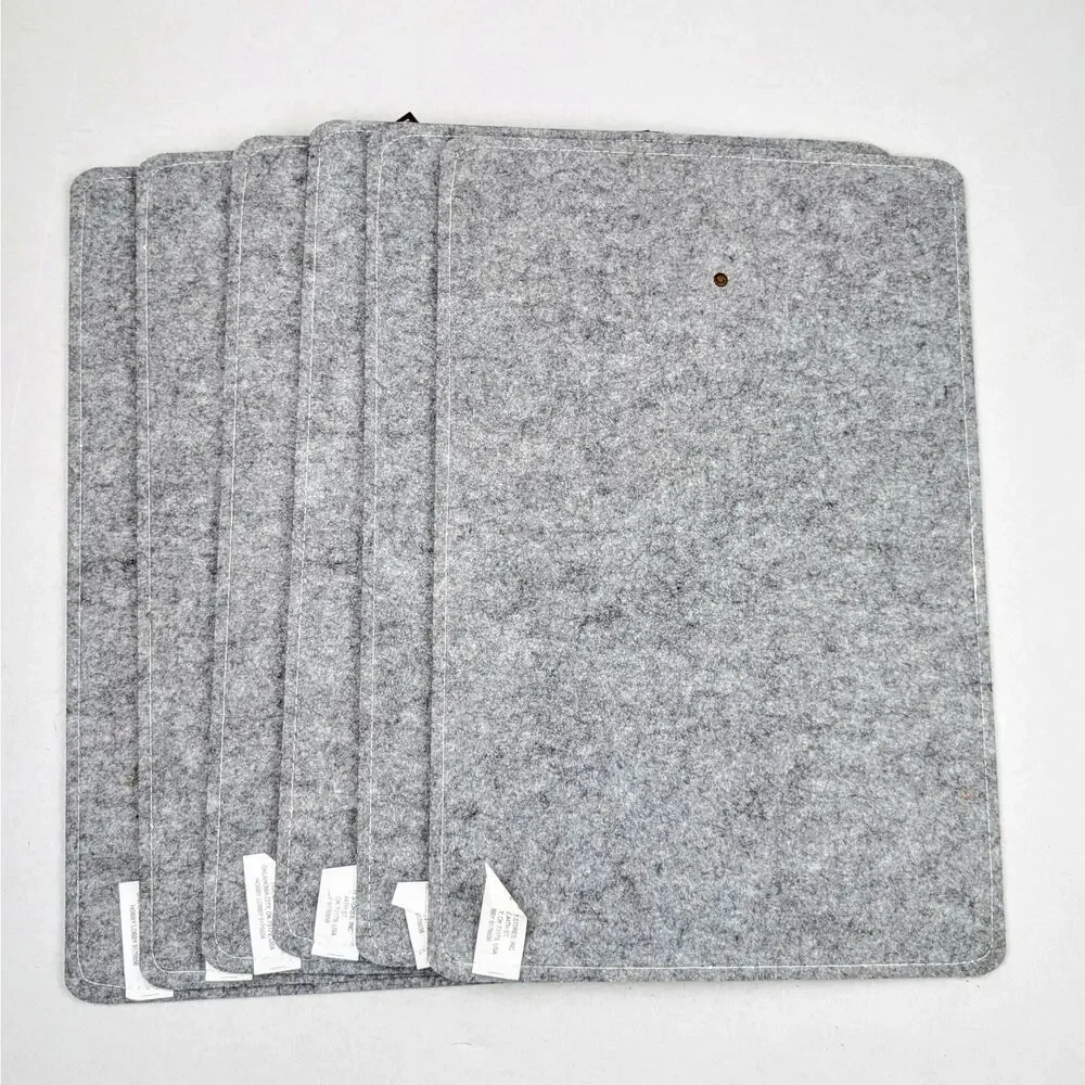 Robert Stanley Gray Felt Placemats Set of 6 Faux Leather Flatware Straps